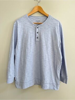 UnTuckit Men's Amavi Long-Sleeve Henley Shirt Size Large Cotton Blue Office